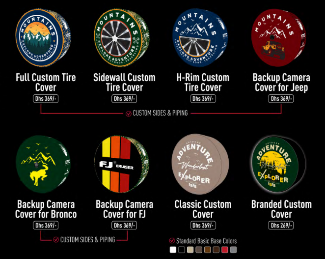 Custom Tire Cover styles and options
